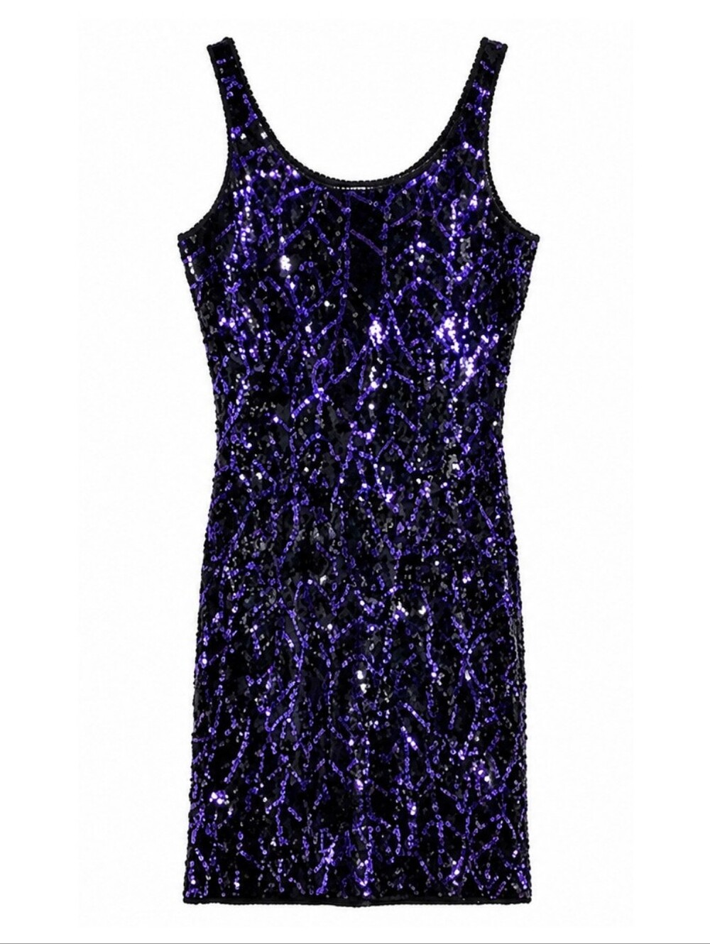 Vintage Black Tie HE-RO Purple Black Sequin Cocktail Dress 4 Y2K